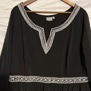 eShakti Black Dress with White Embroidery Size 3X 24W